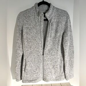 Andrew Marc New York light Heather Gray performance sweater SZ S front zip